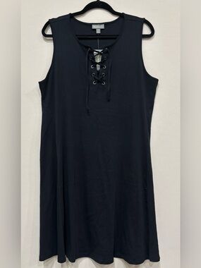Style & Co. Black Lace-Up Sleeveless Dress NWT.  XL